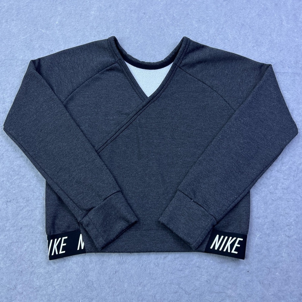 Nike Kid Studio‎ Reversible Long Sleeve XL Charcoal Wrap Sweatshirt Top CN6227